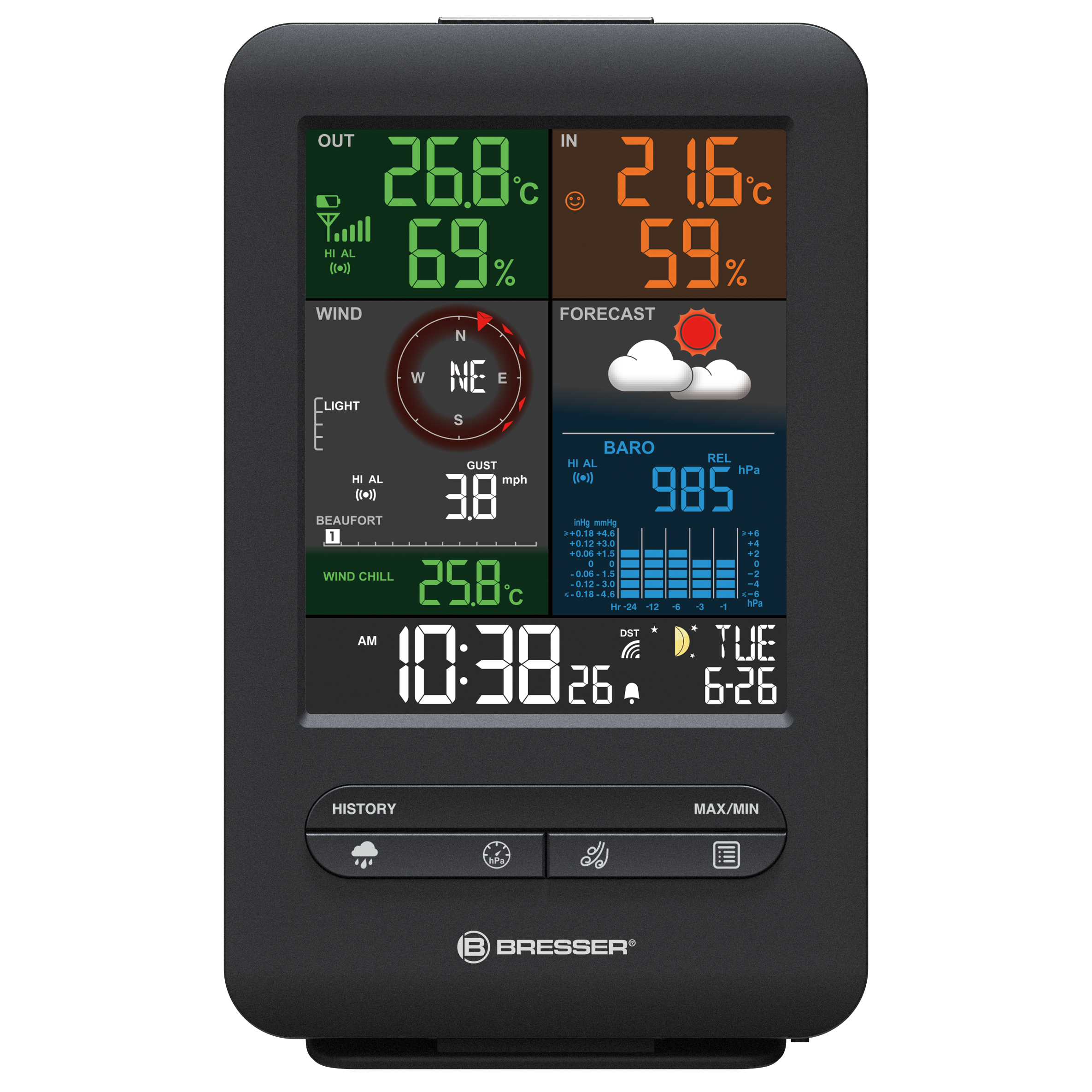 BRESSER 5-in-1 weerstation Beaufort met kleurendisplay