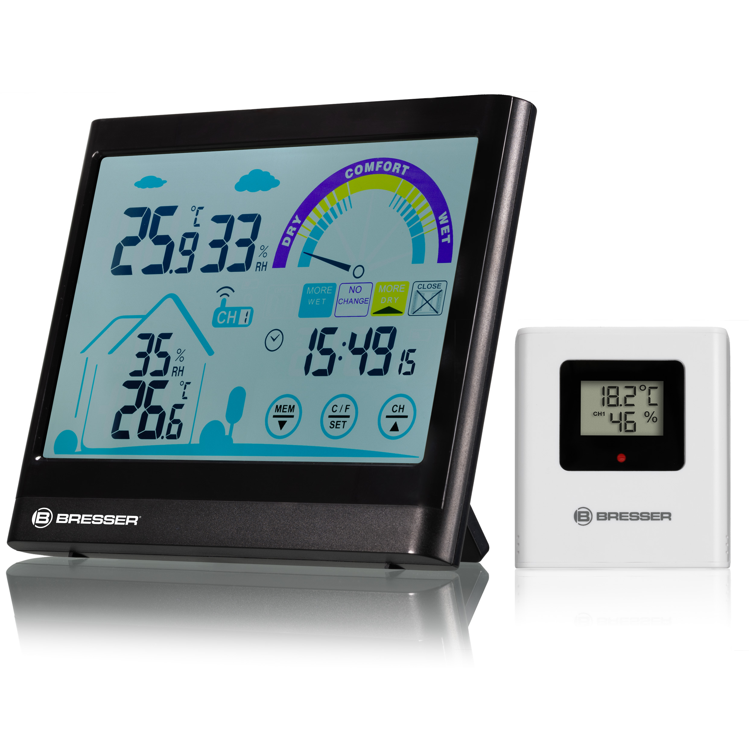 BRESSER VentAir Thermo-Hygrometer met Touch Screen en Aanbeveling voor Ventilatie