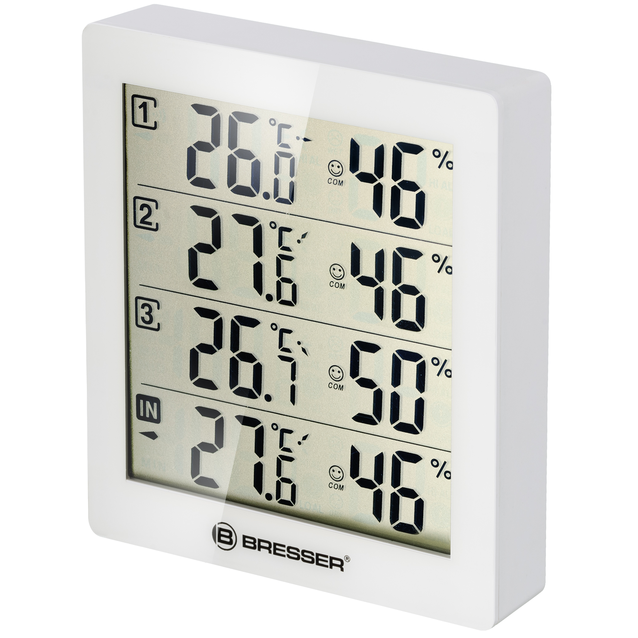 BRESSER Quadro - Thermometer en Hygrometer met 4 onafhankelijke Meetgegevens