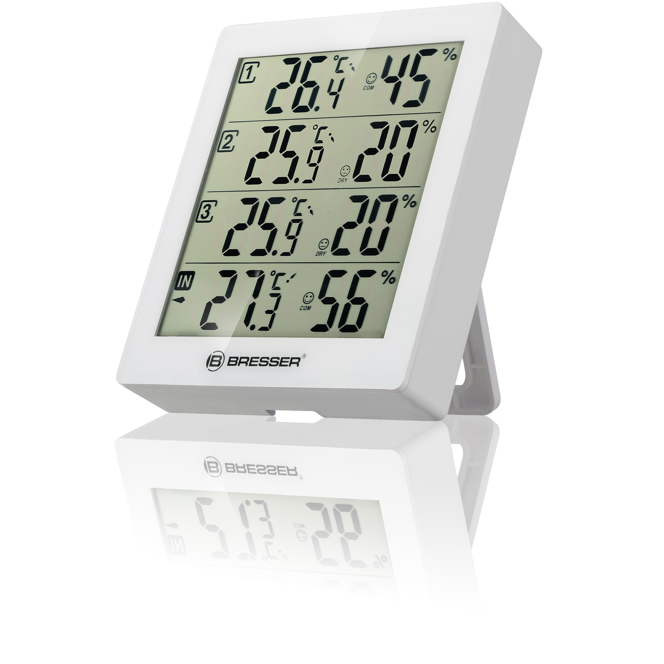 BRESSER Quadro - Thermometer en Hygrometer met 4 onafhankelijke Meetgegevens