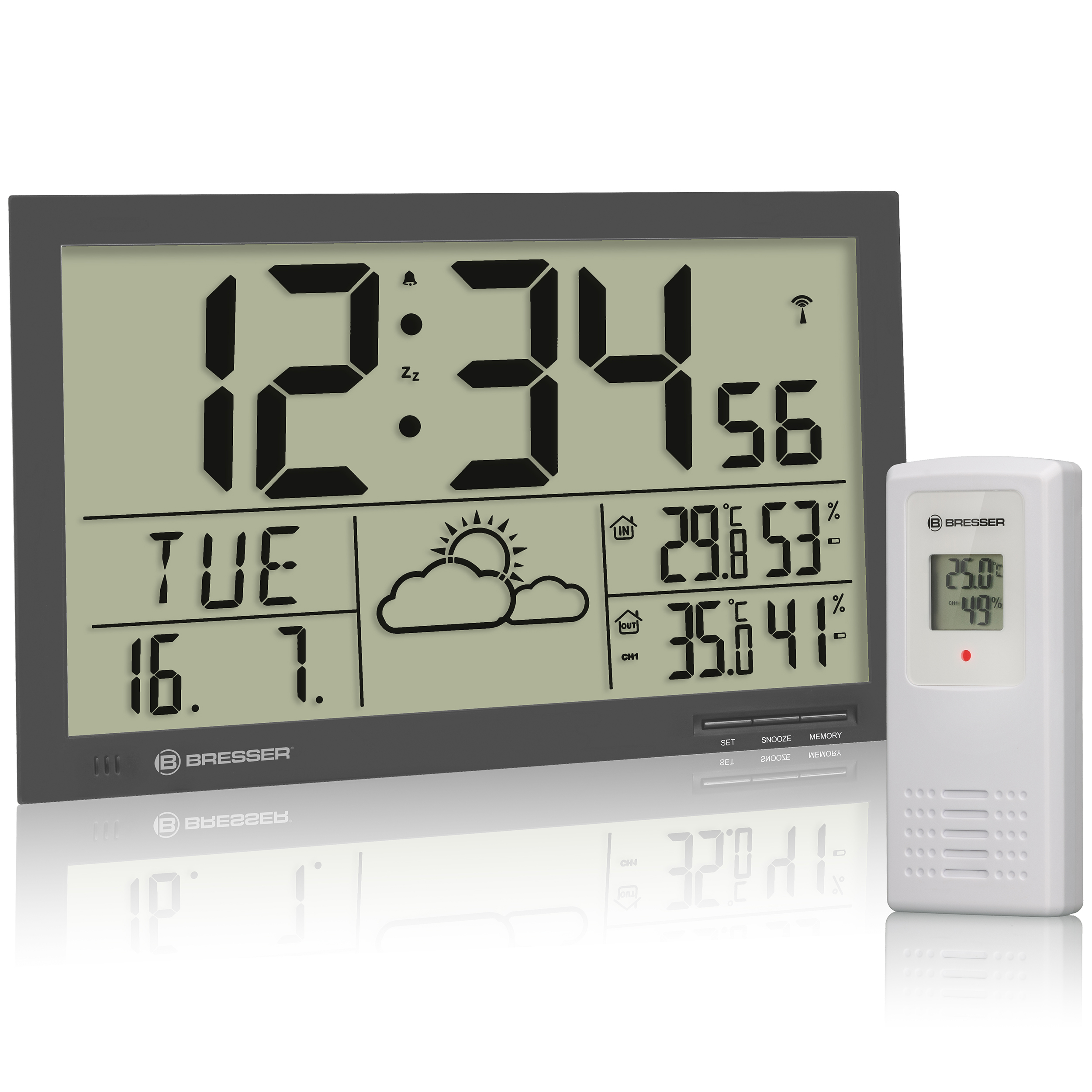 BRESSER MyTime Jumbo LCD weer-wandklok