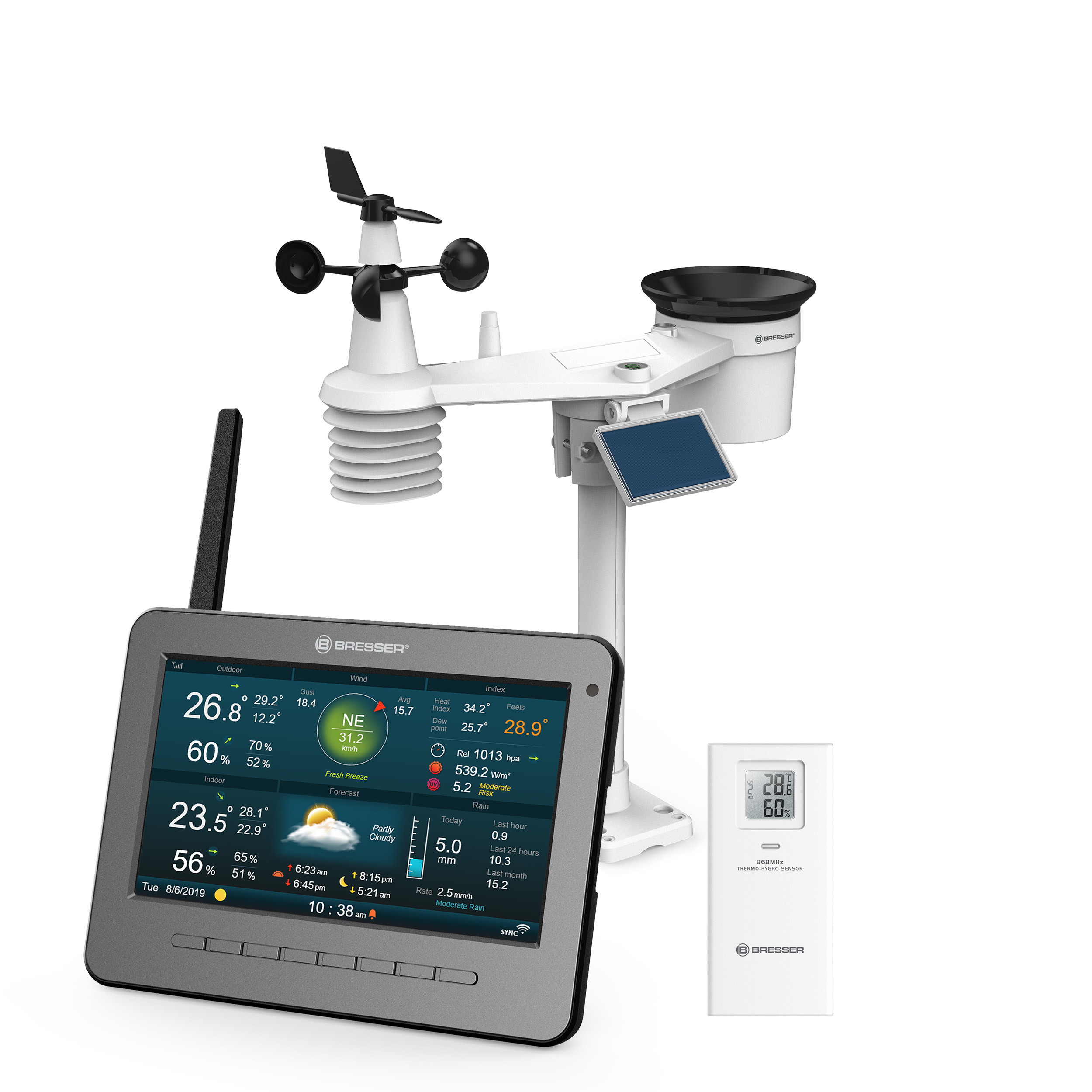 BRESSER WLAN HD TFT 7-in-1 professioneel weerstation met verschillende weergavemodi