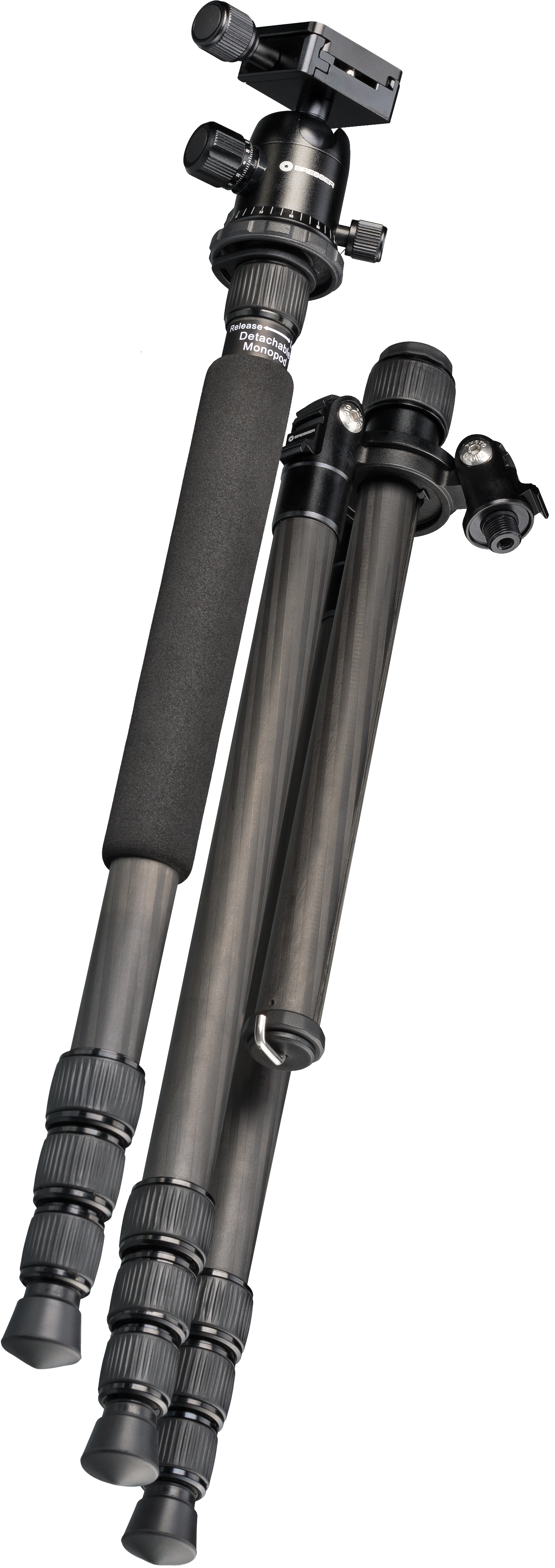 BRESSER BR-2504X8C-B1 Carbon Camerastatief tot 10 kg gebruikbaar als Driepoot, Eenpoot- en Vloerstatief