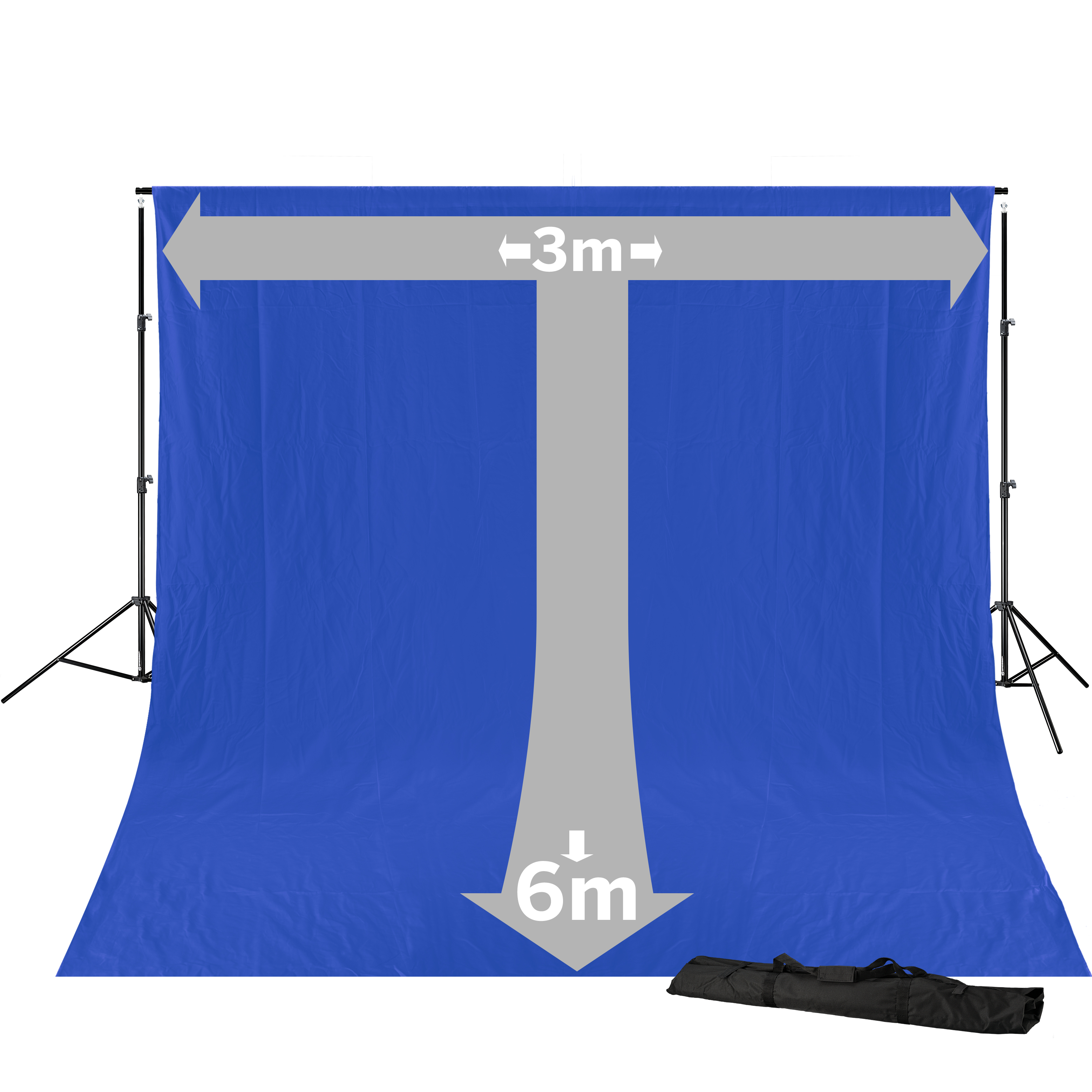 BRESSER BR-D23 Achtergrond System + Doek 3 x 6m Chromakey Blauw  