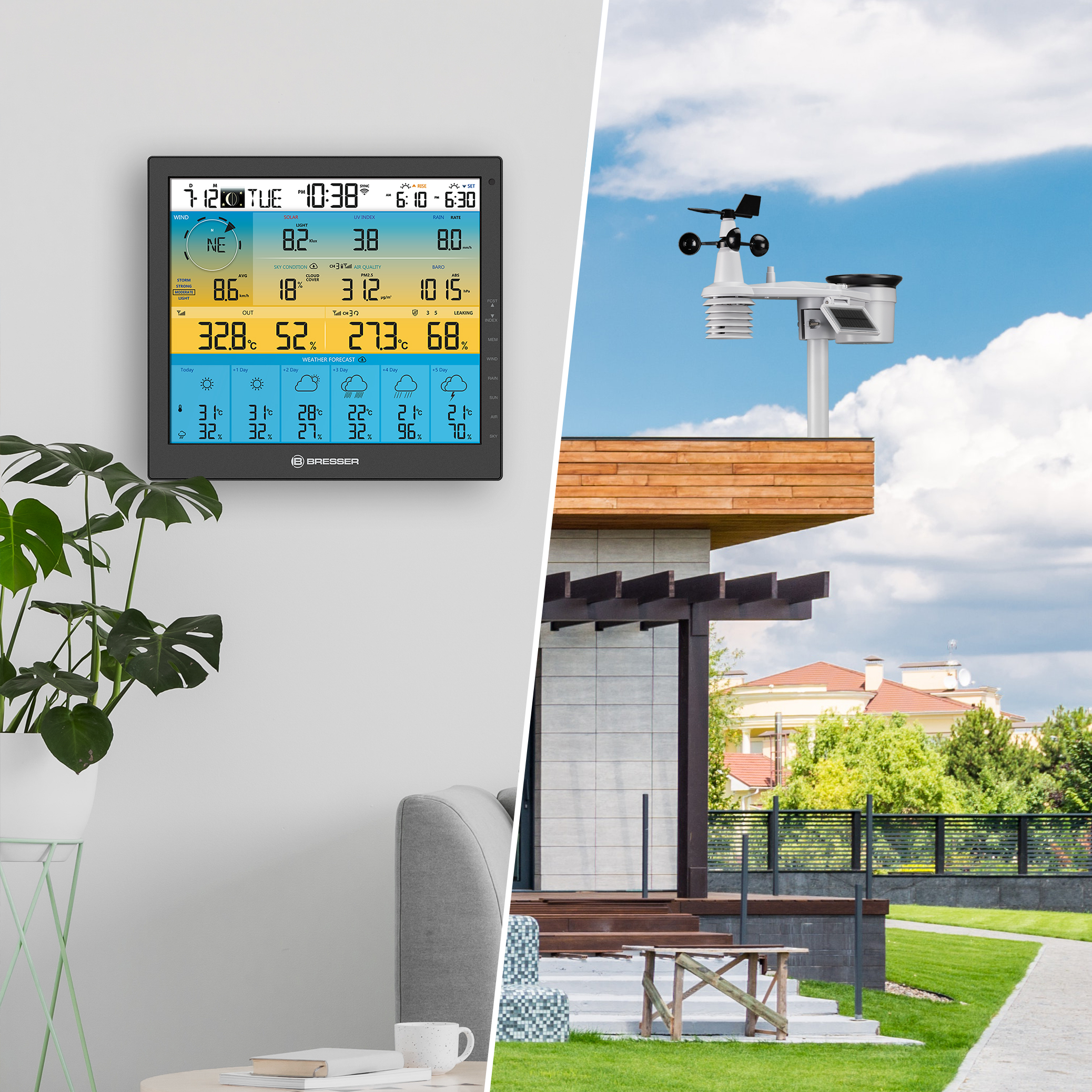 BRESSER 6-daags 4CAST PRO SF WiFi-weerstation met 7-in-1 solar