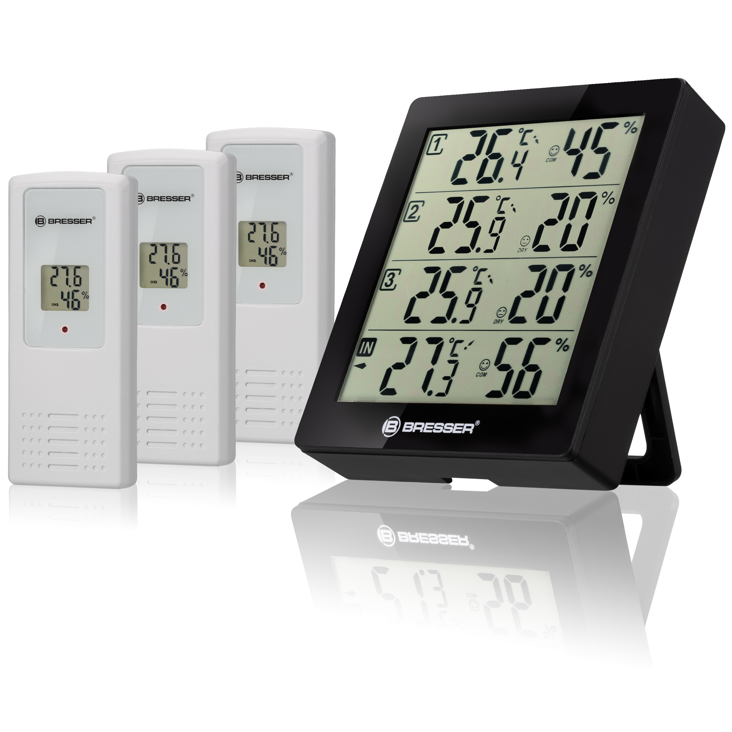 BRESSER Quadro - Thermometer en Hygrometer met 4 onafhankelijke Meetgegevens