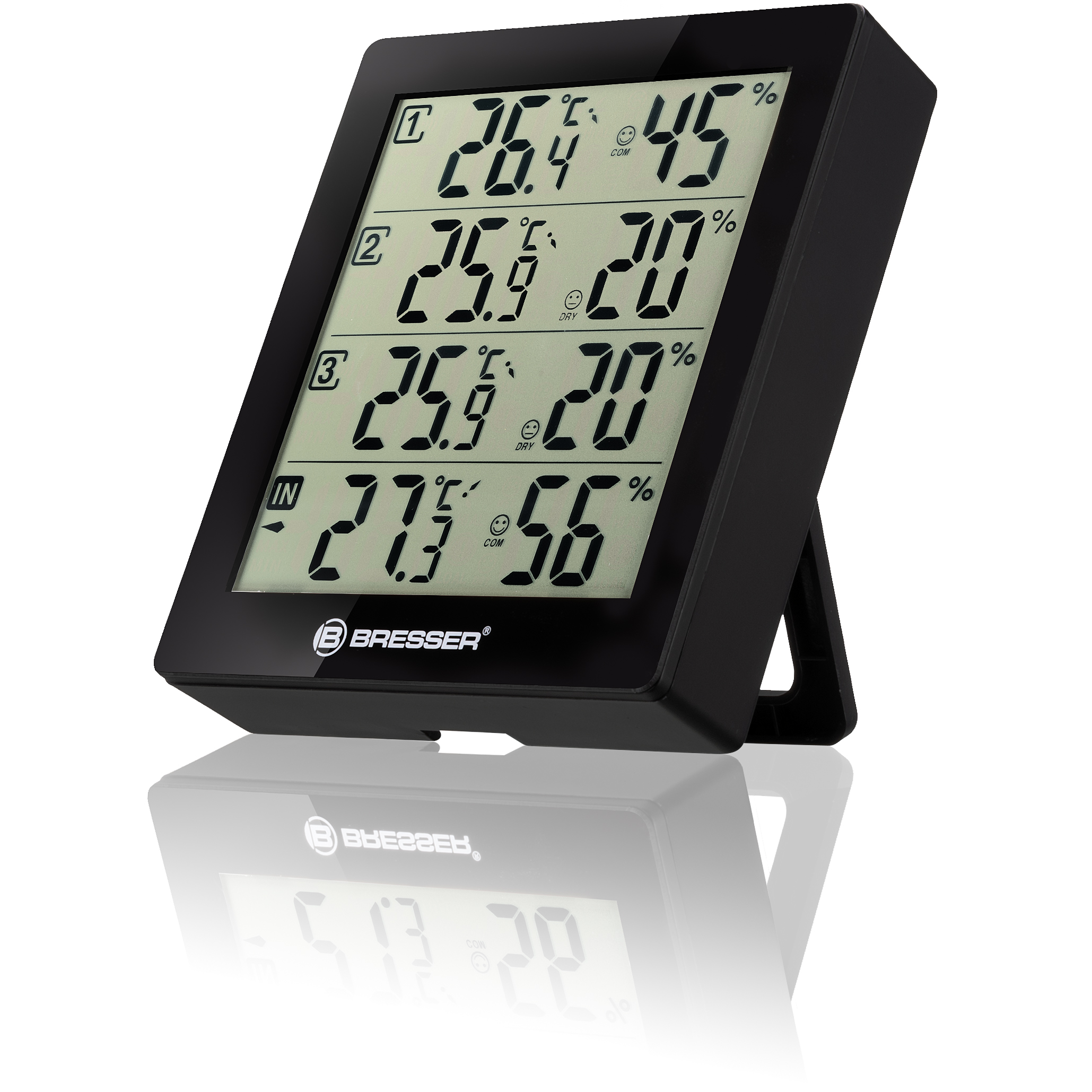 BRESSER ClimaTrend Hygro Quadro - Thermo- und Hygrometer mit 4 unabhängigen Messdaten (Refurbished)