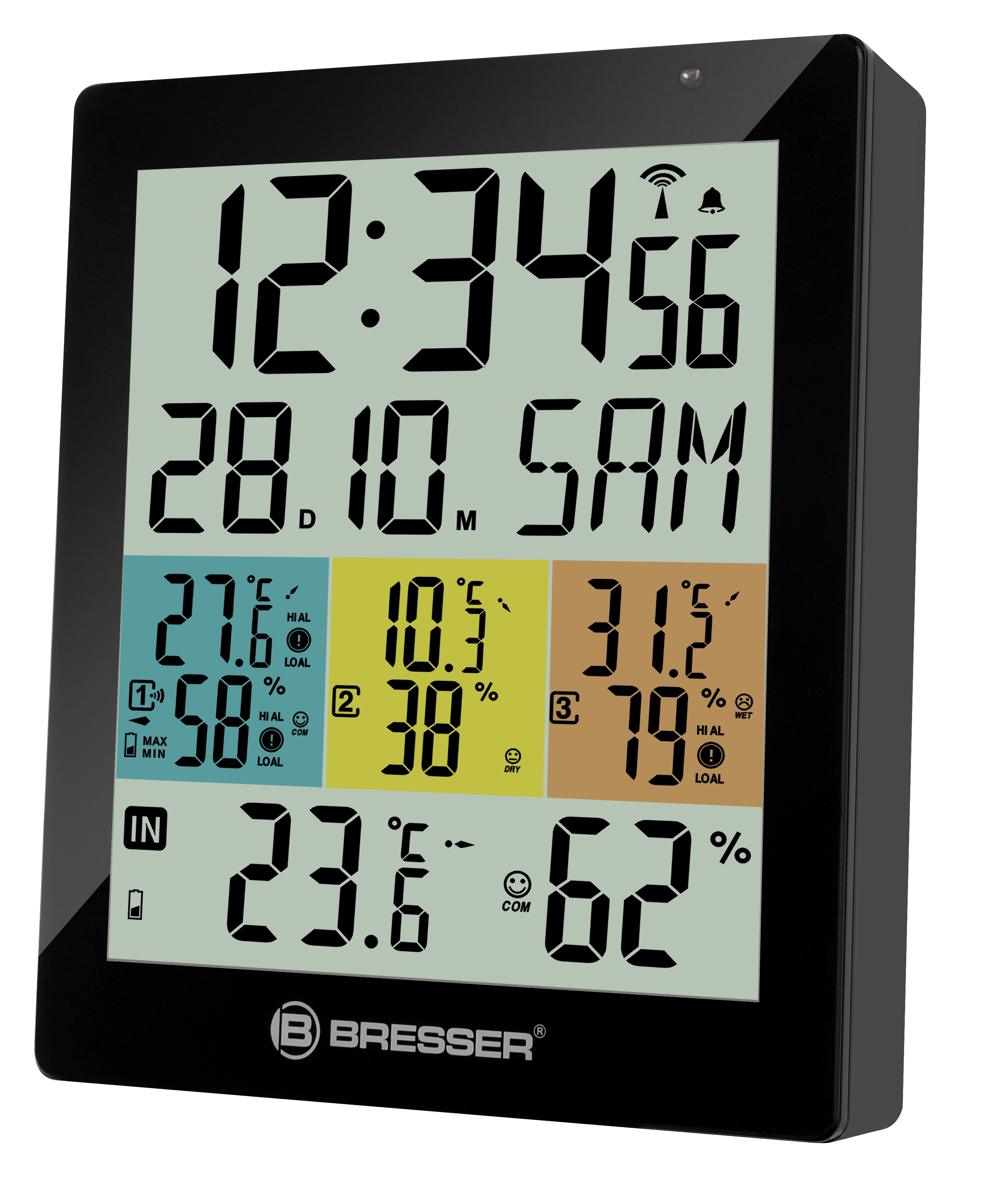 BRESSER ClimaTrend Hygro Quadro DLX - digitales Thermometer und Hygrometer für 4 Messorte